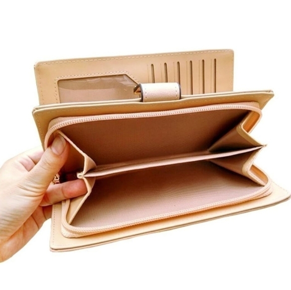 WOMEN Leaves Hollow Wallet Faux Leather Luxury Clutch Female Coin Cards Purse - Picture 2 of 4